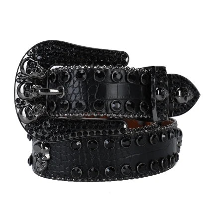New Water Diamond Belt Skeleton Head Button Belt Hip Hop Punk Fashion Trend Baita Men's Jeans Factory Direct Sales