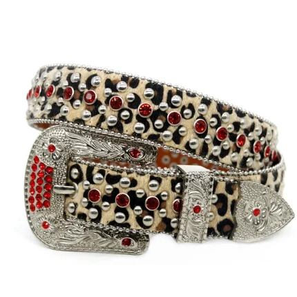 Western Luxury Women's Design Leopard Pattern Belt With Crystal Rhinestone Belt Inlaid With Alloyed Diamond Buckle Diamond Belt
