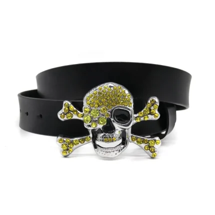 Western New Fashion Trend Men's Genuine Leather Belt Skeleton Head Metal Belt Buckle Designer Men's Belt