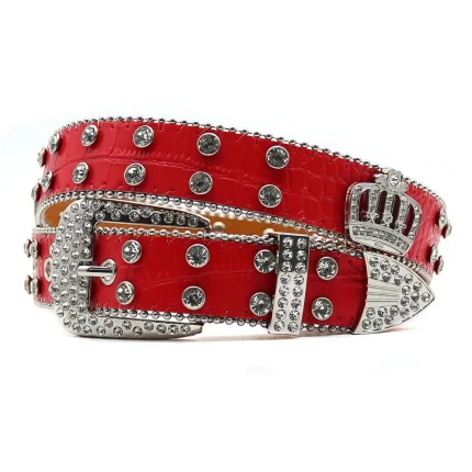 Western Luxury Crystal Rhinestone Belt Inlaid With Crown Accessories Zinc Alloy Button Head Fashion Trend Women's Belt