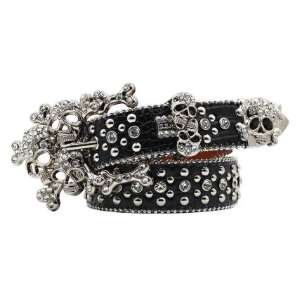 New Trend Western Luxury Crystal Rhinestone Belt Implaid With Skeleton Alloy Designer Belt Men