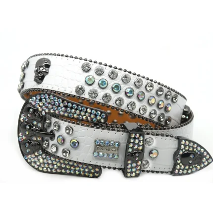 Customized Rhinestone Belt Embedded Skull Accessories Designer Men's Belt Hip Hop Punk Fashion Men's Belt